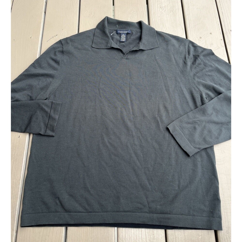 BANANA REPUBLIC Men's Henley  Stretch Merino Wool Sweater Dark Grey Size XL